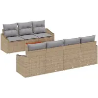 vidaXL Gartensofa-set 8 Stk. Beige und Hellgrau Poly-Rattan