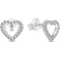 Brilio Silver - Charming silver earrings Hearts with zircons EA355W