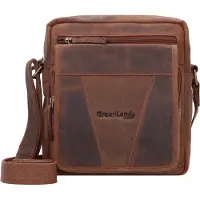Greenland Nature Leder Umhängetasche Monte Crossbody Bag Brown braun