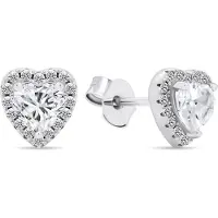 Brilio Silver Romantic silver earrings with zircons Hearts EA574W