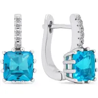 Brilio Silver - Original silver earrings with lightue zircons EA670WAQ