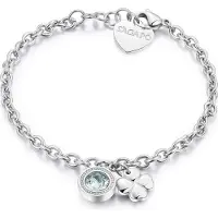 SAGAPO S'Agapõ - Steel bracelet with crystal and four-leaf clover Lucky Light SKT12