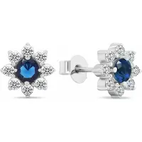 Brilio Silver Decent silver earrings with cubic zirconia Flowers EA577WB