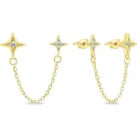 Brilio Silver - Stylish gold plated earrings with chain EA717Y