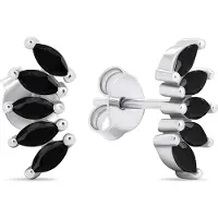 Brilio Silver Unmissable silver earrings with black zircons EA596WBC