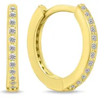 Brilio Silver Glittering gold-plated earrings rings EA159Y - Diameter: 2.2 cm
