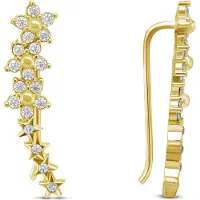 Brilio Silver Playful longitudinal gold-plated earrings with zircons EA81Y