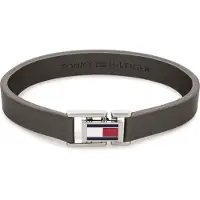 Tommy Hilfiger Šedý kožený náramek s ocelovým zapínáním 2790428