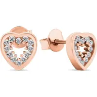Brilio Silver Charming bronze earrings with zircons Hearts EA573R