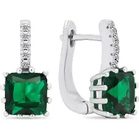 Brilio Silver - Original silver earrings with green zircons EA670WG