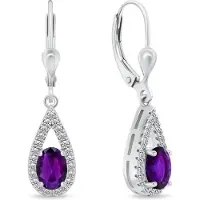 Brilio Silver - Impressive silver earrings with purple zircons EA310WAM