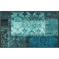 Kleen-Tex Fussmatte 50 x 75 cm Motiv VINTAGE PATCHES türkis