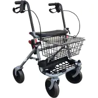 Ausilium Höhenverstellbarer Klapprollator für Senioren, mit 4 Rädern, Sitz, Ablage und Bremsen 1 St
