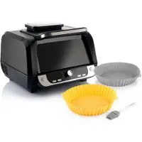 InnovaGoods Pack Silikonformen mit Backpinsel für Heißluftfritteusen und Heißluftfritteuse mit Grill, Zubehör und Rezeptbuch
