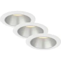 Briloner Di-Ka LED Einbauleuchte Fundu 3er Set weiß-silber Ø 9,5 cm 4,9W, warmweiß