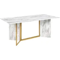 Beliani Esstisch Marmoroptik Weiß / Gold 100 x 200 cm Metallbeine Tisch für Acht Personen Esszimmertisch Modernes Design Elegant Glamour