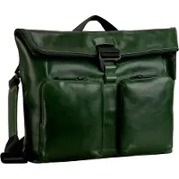Leonhard heyden Leder Umhängetasche Schultertasche mit Laptopfach Porto Messenger Bottle Green dunkelgrün