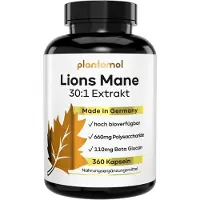 Plantomol Lions Mane Mushroom Kapseln - 2200mg Löwenmähne Extrakt 30:1 Hericium erinaceus 360 St