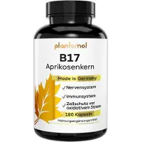 Plantomol Aprikosenkerne Kapseln mit natürlichem Vitamin B17 sowie C aus Hagebutte 180 St
