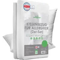 Welldora - 2-Set Milbenbezug Kissen 60x60 - Allergiker Kissenbezug fachärztlich getestet - Encasing gegen Milben & Bettwanzen - Allergiker Bettwäsche