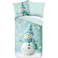 TRAUMSCHLAF Flanell Bettwäsche Schneemann 135x200 cm + 80x80 cm