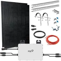 Fox Ess Balkonkraftwerk mit 860W Solarpanel, Fassaden-Halterung, M1-800-E 0,8kW