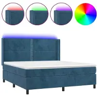 Syfax Boxspringbett mit Matratze & LED Dunkelblau 160x200 cm Samt