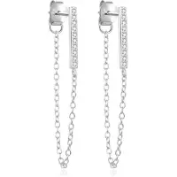 Beneto Fashion silver earrings with clear zircons AGUP2374L