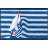 Wash & dry Fußmatte "Sailing Boat", blau, B:50cm H:7mm L:75cm, Polyamid, BY KLEEN-TEX, Teppiche, Fußmatte