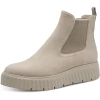 Tamaris Chelseaboots , Damen, Gr. 39, beige (hellgrau), Lederimitat, Schuhe Chelseaboots, Plateau, Stiefelette mit praktischem Innenreißverschluss, Topseller