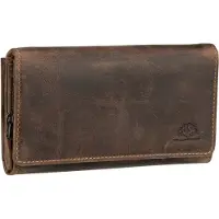Greenburry Portemonnaie Leder 17x10cm 14 Kartenfächer "Vintage" antikbraun