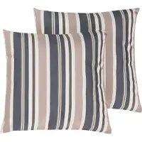 Beliani Gartenkissen im 2er Set Dunkelblau/Beige Polyester Quadtratisch 40 x 40 cm gestreift Garten Terrasse Balkon