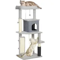 PawHut Kratzbaum 132 cm Katzenbaum mit Katzenhöhle, für Katzen bis 6 kg Hellgrau