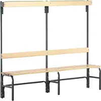 Sypro Umkleidebank, Stahlrohr/Holz, einfach, mit Garderobenteil, 1500 mm breit, anthrazit