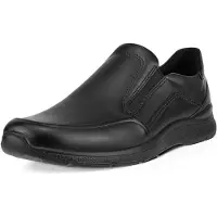 Ecco Slipper "IRVING", Herren, Gr. 46, Textil, schwarz, Glattleder, Schuhe Slipper, Business Schuh, Halbschuh mit praktischen Stretcheinsätzen