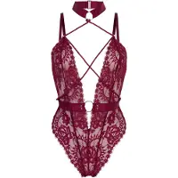 Hunkemoller Private Body offenem Schritt Brandy Rot