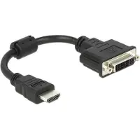 DeLOCK 0.2m HDMI-DVI M/F, 0,2 m, HDMI Typ A (Standard), DVI-D, Männlich, Weiblich, Schwarz