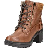 Mustang Damen Stiefelette Zierreißverschluss Blockabsatz 1409-506, Größe:40 EU, Farbe:Braun