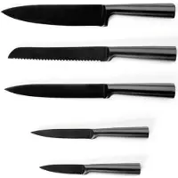 QDESIGN 190-064 5teiliges Messerset aus hochwertigem Edelstahl schwarz