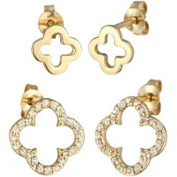 Elli Ohrringe 925 Sterling Silber Kleeblatt in Gold | Gr.: onesize