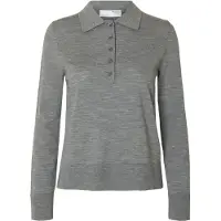 Selected Damen Tops & T-Shirts Slfthea Ls Knit Merino Collar Neck - Grijs - Größe XL