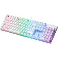 Mars Gaming MK422 White RGB Gaming Keyboard Red Mechanical Switch US Language