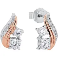 Amor Ohrstecker für Damen, Sterling Silber 925, Zirkonia (synth.) amor Bicolor