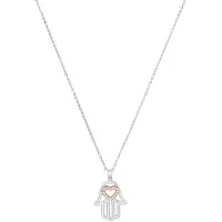 Amor Kette mit Anhänger für Damen, Sterling Silber 925, Zirkonia (synth.) Hamsa Hand amor Bicolor