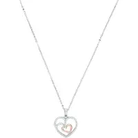 Amor Kette mit Anhänger für Damen, Sterling Silber 925, Zirkonia (synth.) Herz amor Bicolor