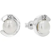 Amor Ohrstecker für Damen, 925 Sterling Silber, Perle amor Silber