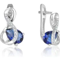 Beneto Dazzling silver earrings withue zircon AGUC2692-DB (L)
