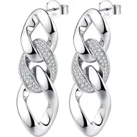Rosato Long silver earrings with zircons Eva RZEV35