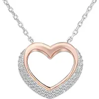 Silvego Silver bicolor necklace Heart with zircons LPS0243R