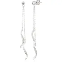 Modesi Long silver earrings with zircons M23053
